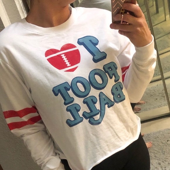 Sweaters - I <3 football crop top